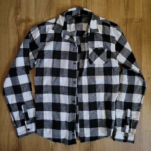 Teen Boys Polo Club Black and White Plaid Warm Flannel Shirt
